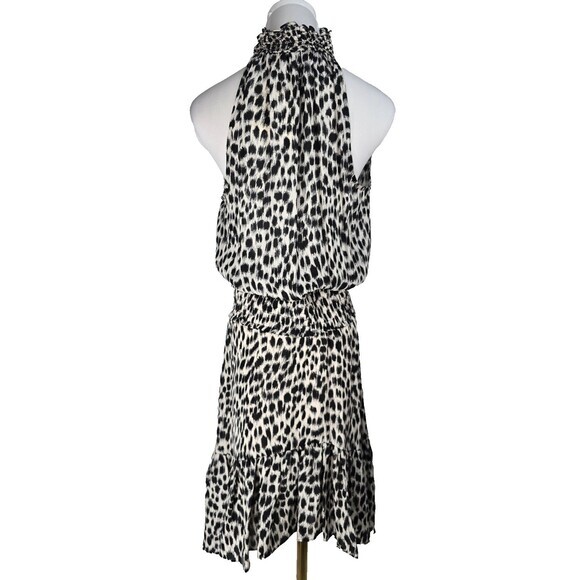 NEW! $595 A.L.C. Womens Silk Halter Leopard-Print Dress Black & Cream alc - Picture 6 of 11